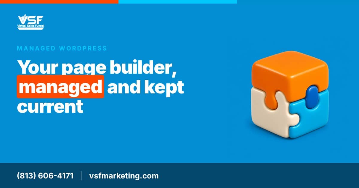 VSF Marketing graphic: managed Themeco Pro theme and page builder